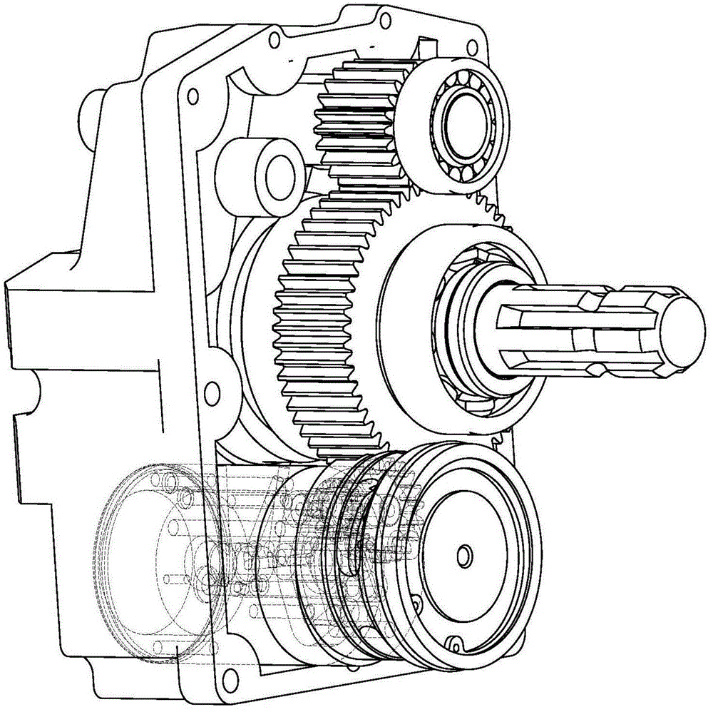 Front power output gearbox of wheeled tractor adopting hydraulic clutch