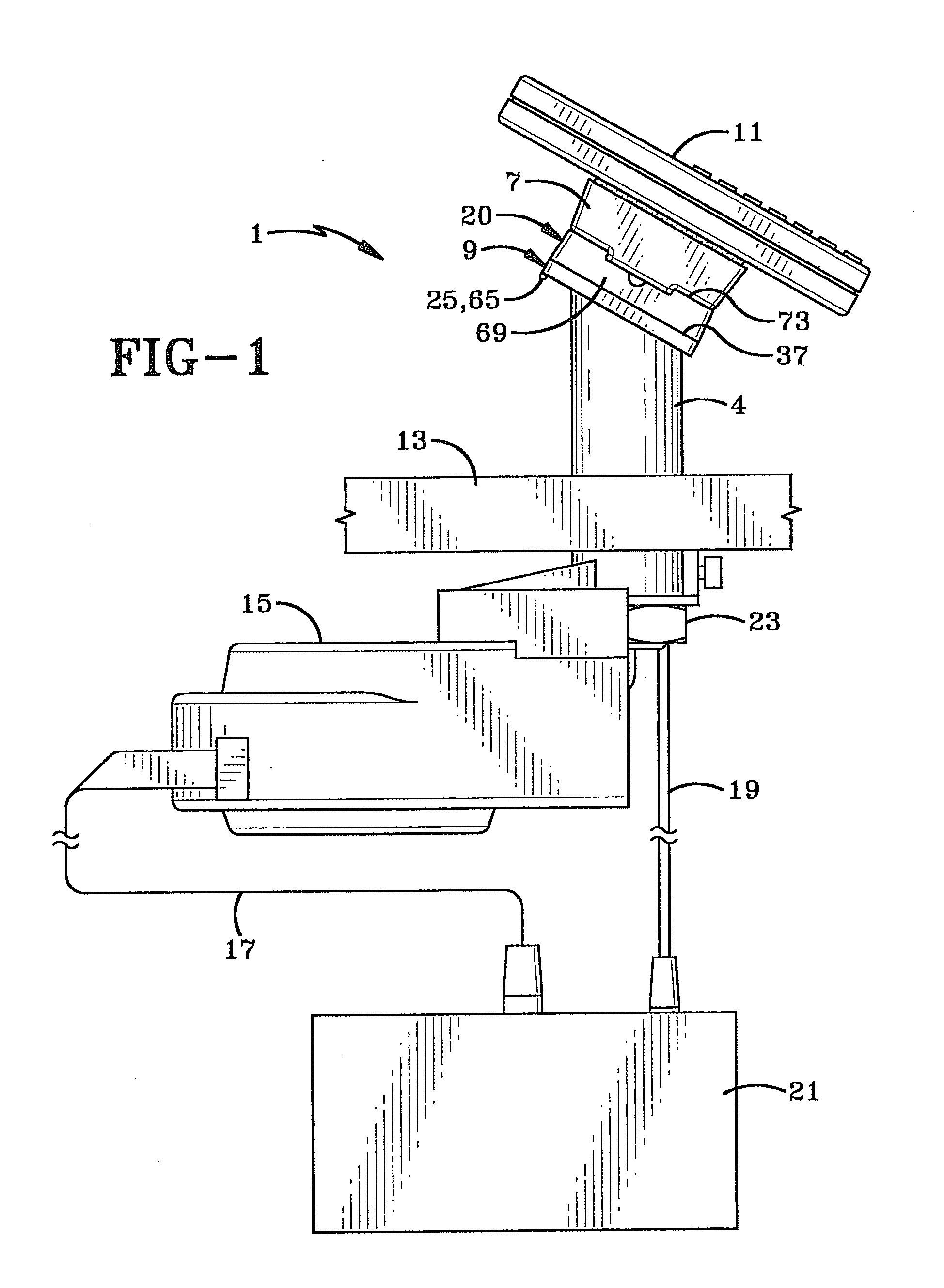 Display assembly with cable stop