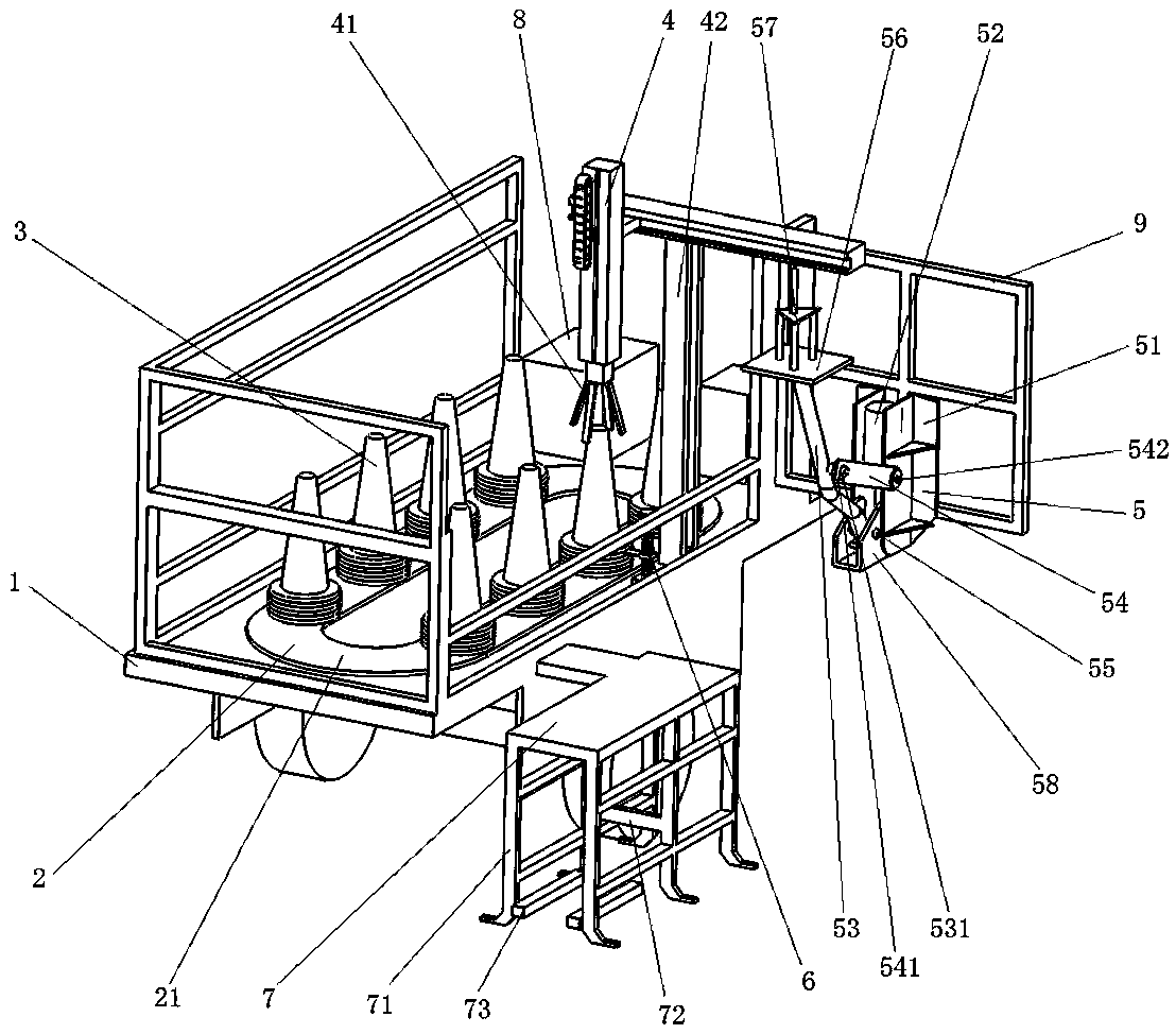 Automatic collecting and placing equipment for reflecting cones