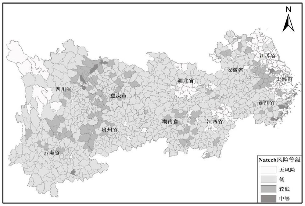 Natural disaster induction technology accident disaster risk assessment method and system