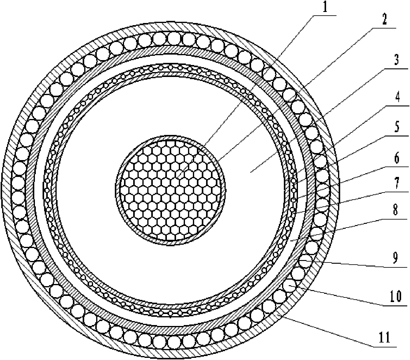 A high-voltage, ultra-high-voltage XLPE insulated single-core submarine power cable