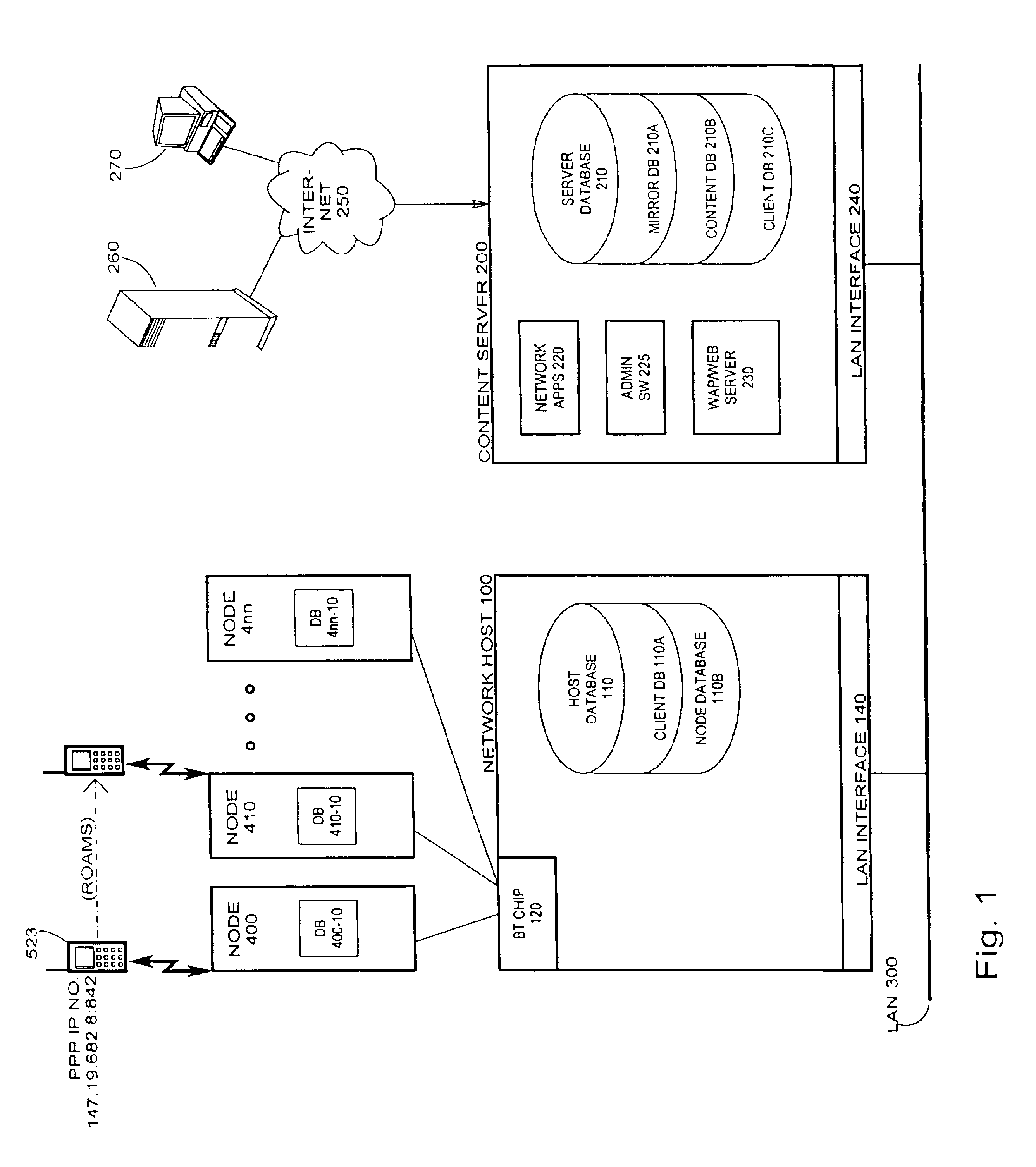 Short range RF network with roaming terminals