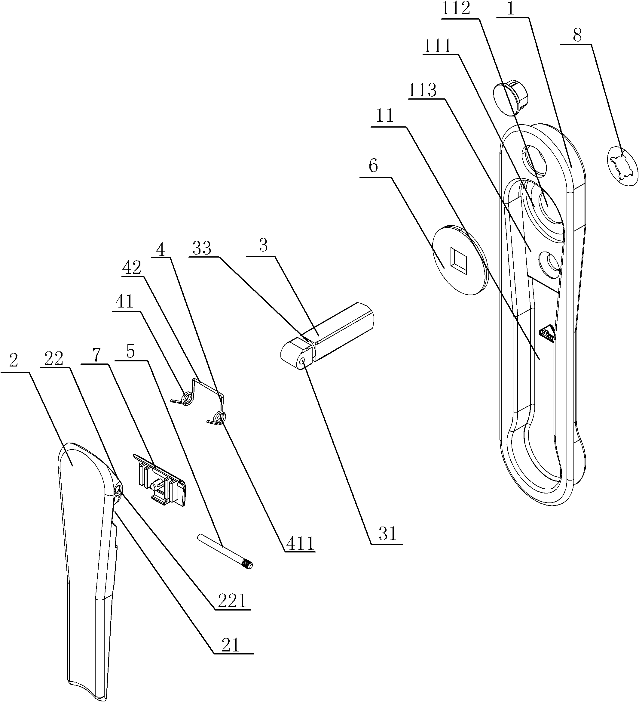 Handle of concealed door window lock