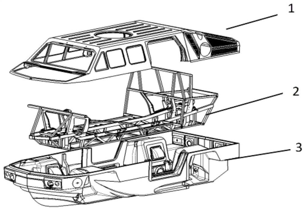 Vehicle body framework structure of van-type amphibious vehicle