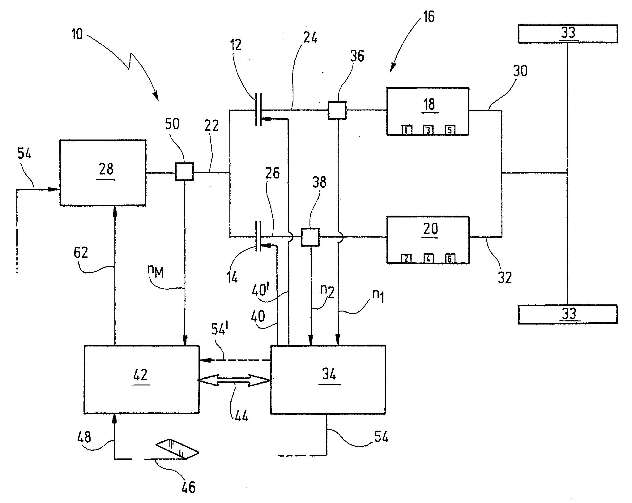 System and method for operating a dual clutch transmission during failure of an engine speed sensor or a bus connection between control modules