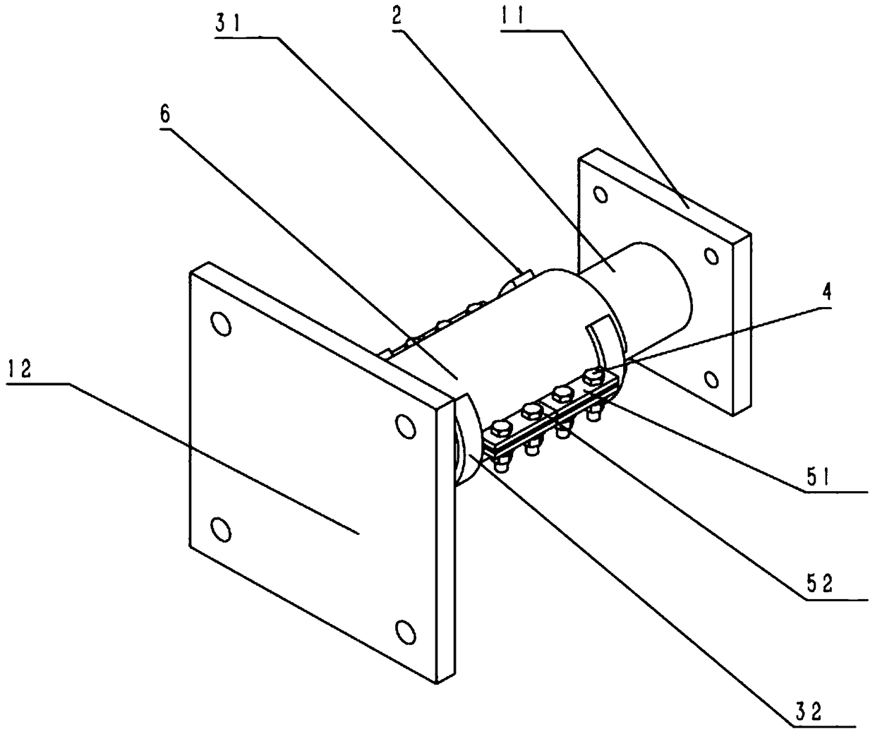 Assembly type cylinder friction energy dissipation shock absorber