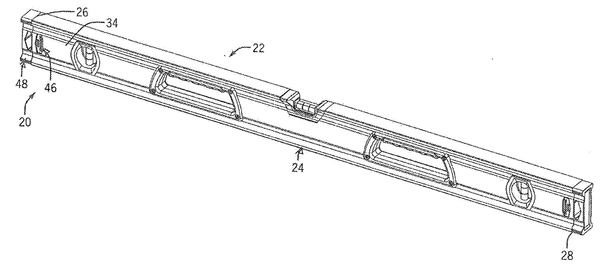 Removable end cap assembly for a level