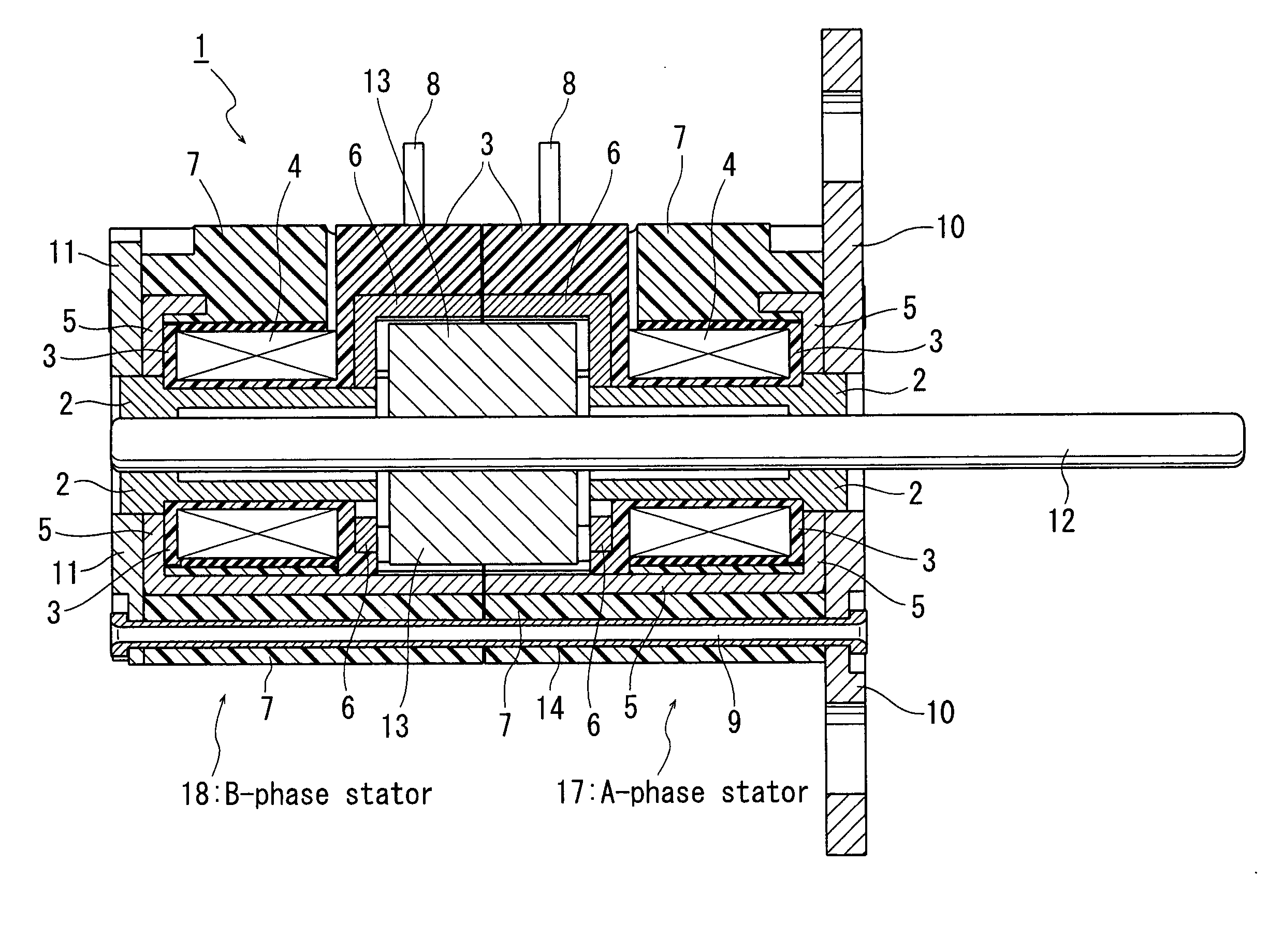 Claw-pole type stepping motor having radial dimension reduced without detriment to performance characteristic