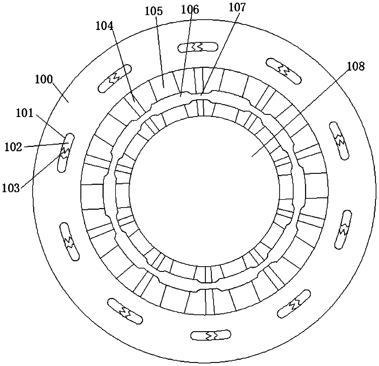 Annular connecting device for connecting of all-casing drilling occlusive piles and structural bottom plate steel bars