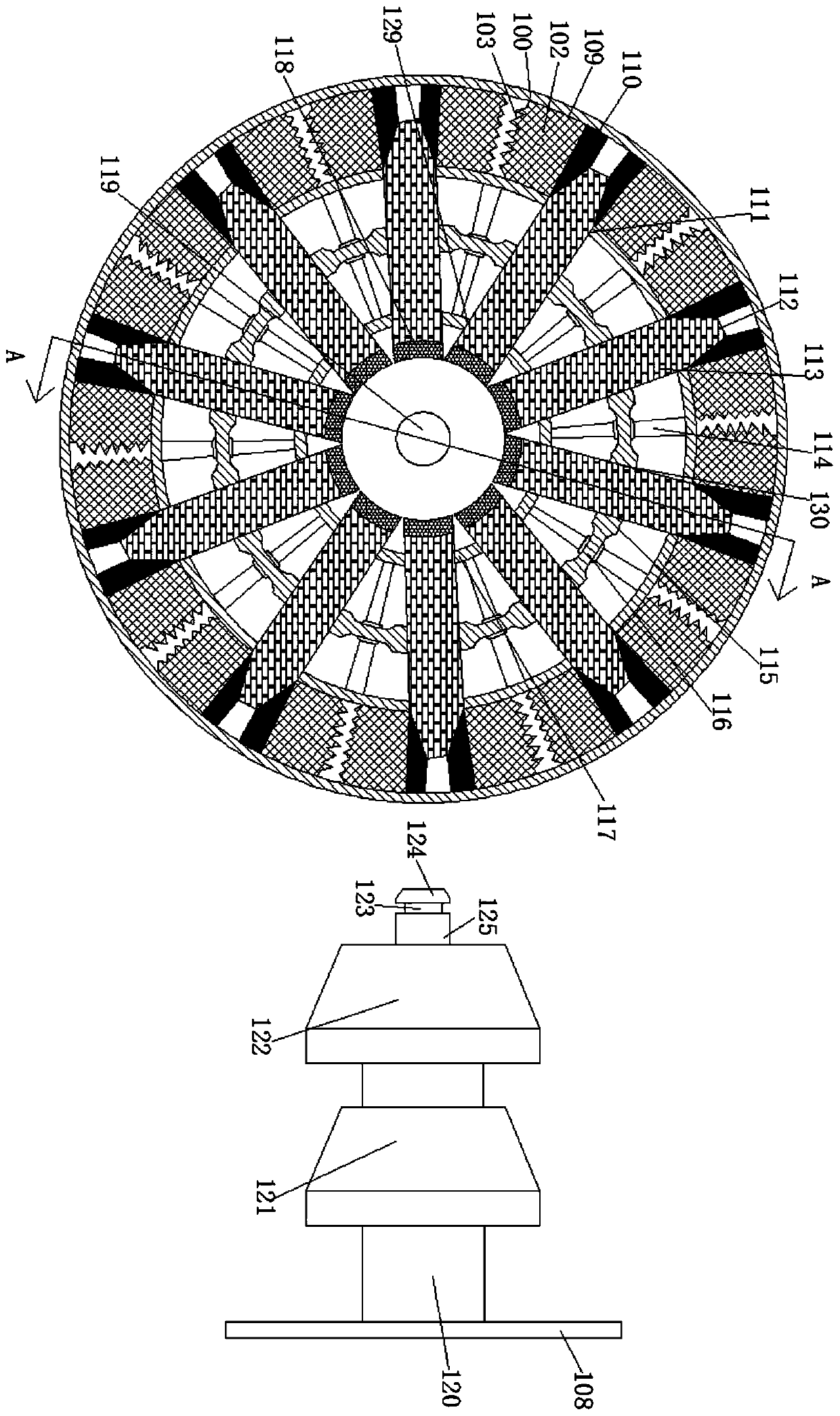 Annular connecting device for connecting of all-casing drilling occlusive piles and structural bottom plate steel bars