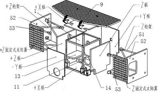 Truss-type satellite structure with central capsule