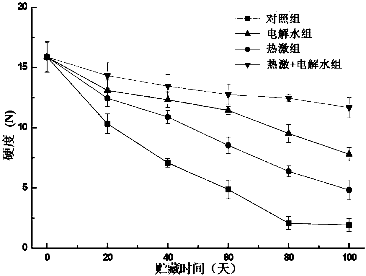 Ice temperature dynamic controlled atmosphere storage method for delaying softening and water loss of fresh jujube based on cooperation of heat shock and electrolytic water treatment