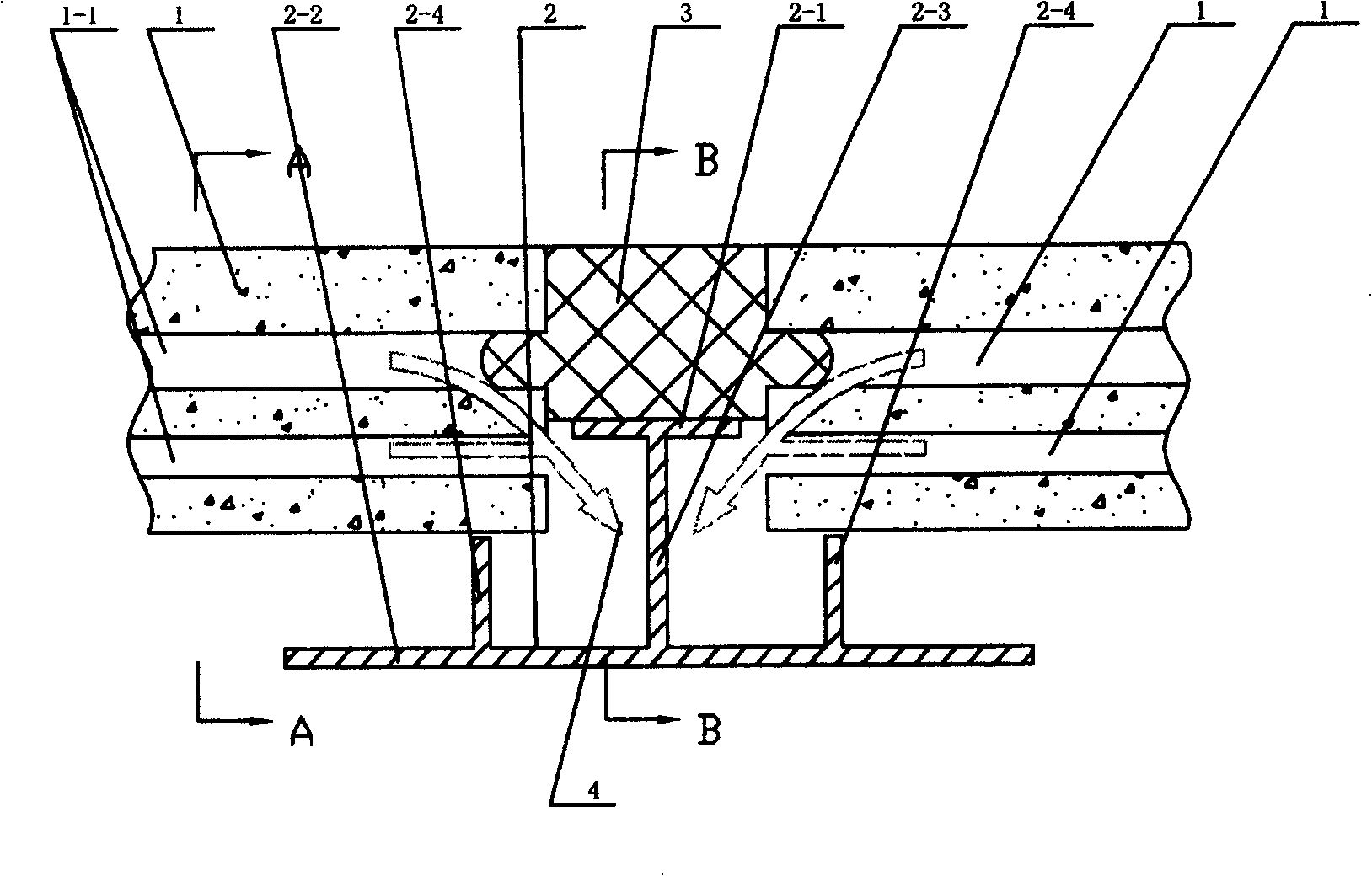 Exterior wall hanging plate jointed by slab seam connection pieces