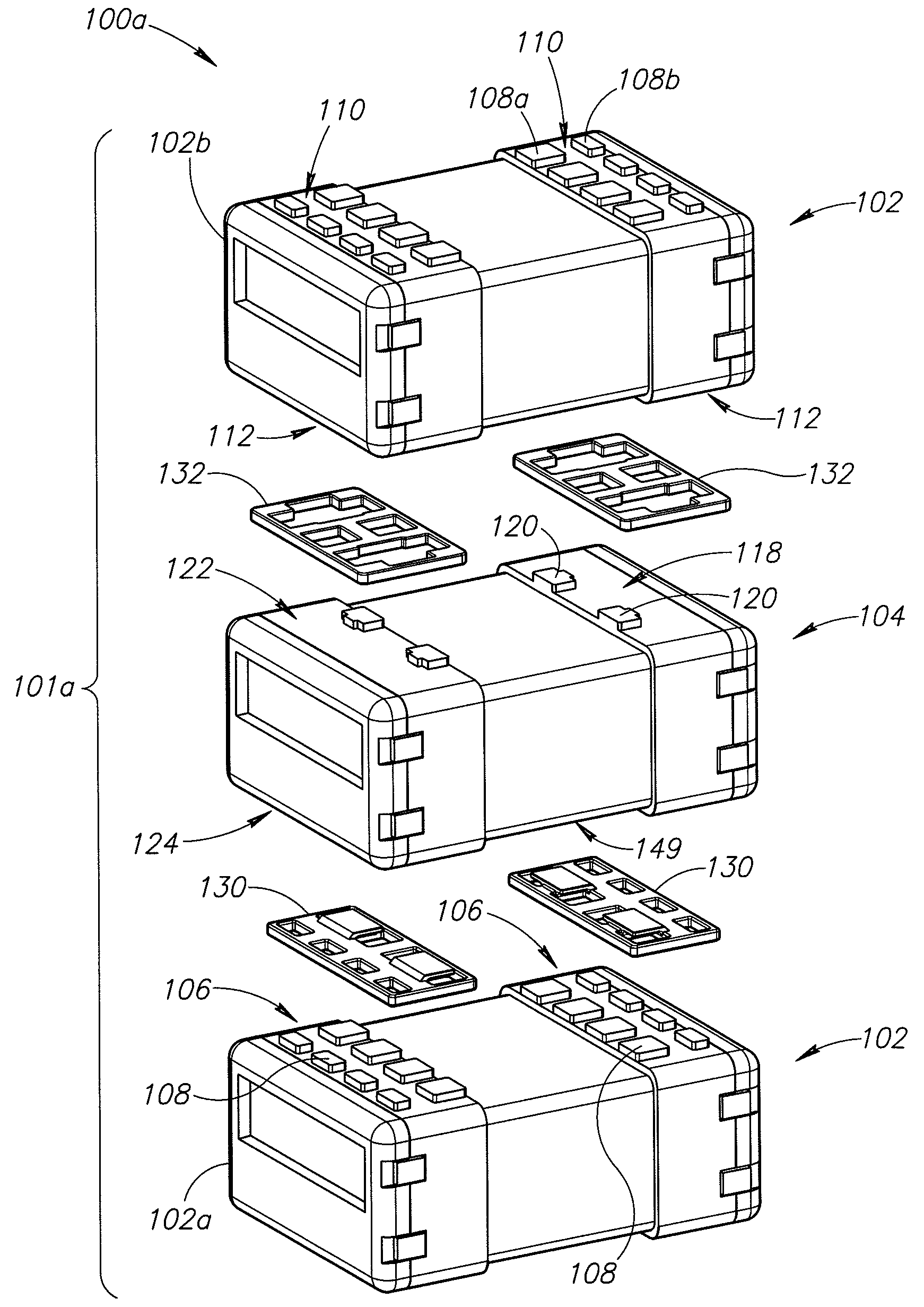 Container stacking system with universal members