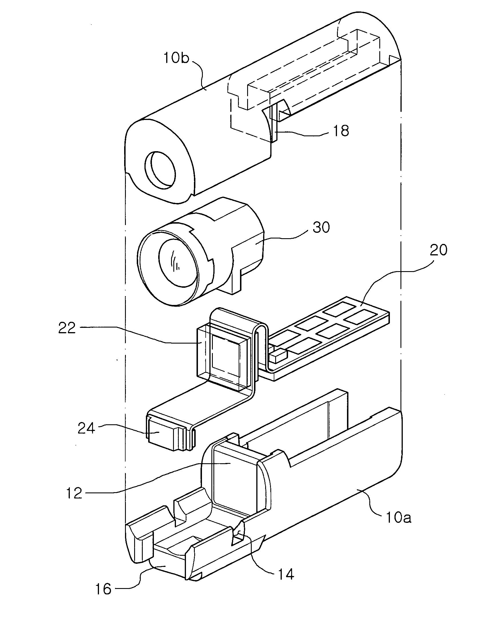 Endoscopic camera module package and method of manufacturing the same