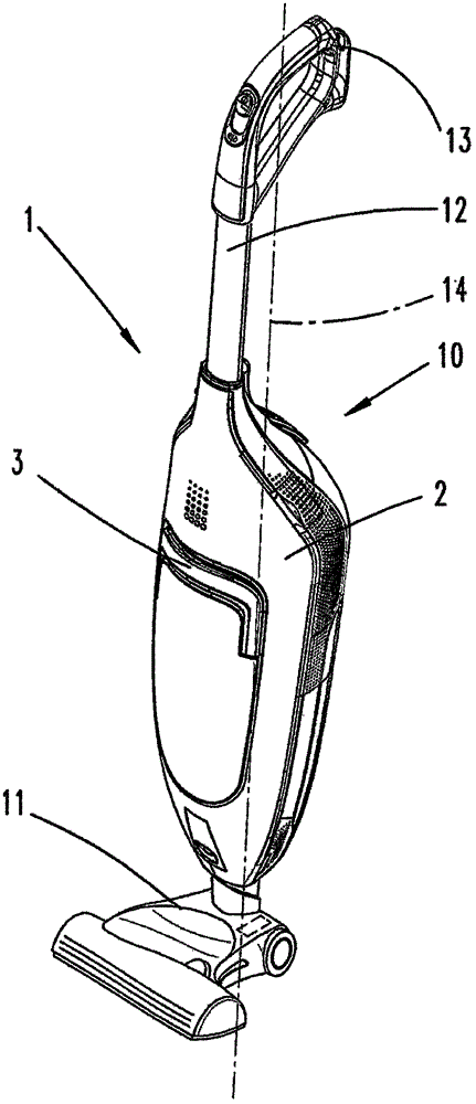 Cleaning device having swingable handle