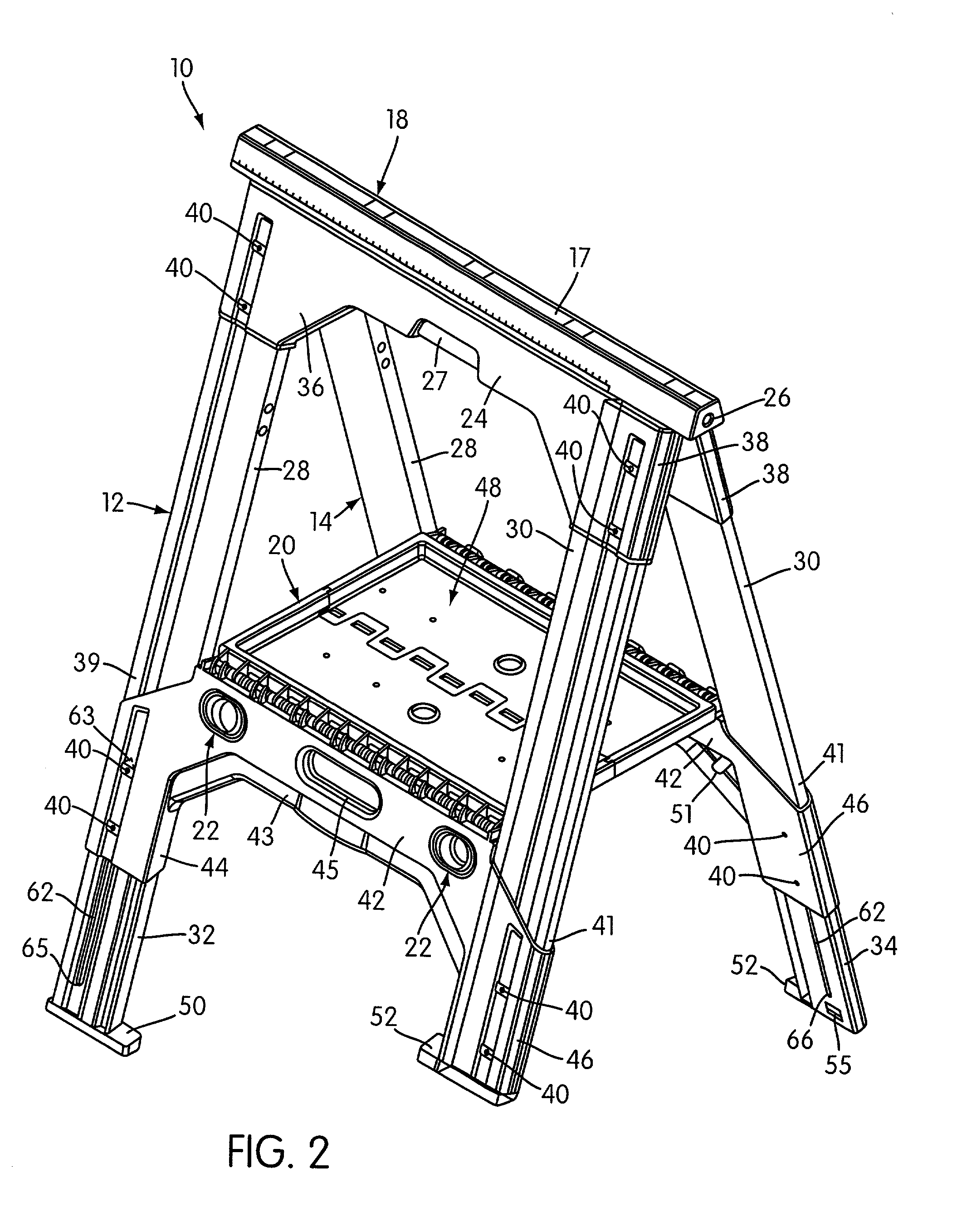 Height adjustable sawhorse