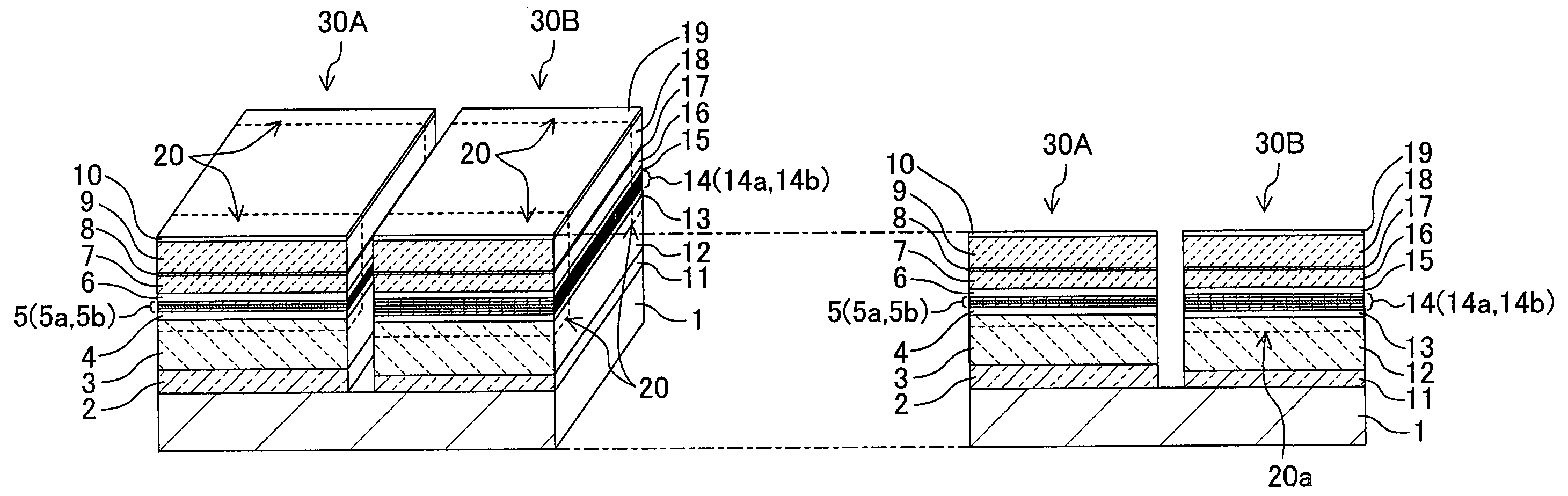 Two-wavelength semiconductor laser device and its fabricating method