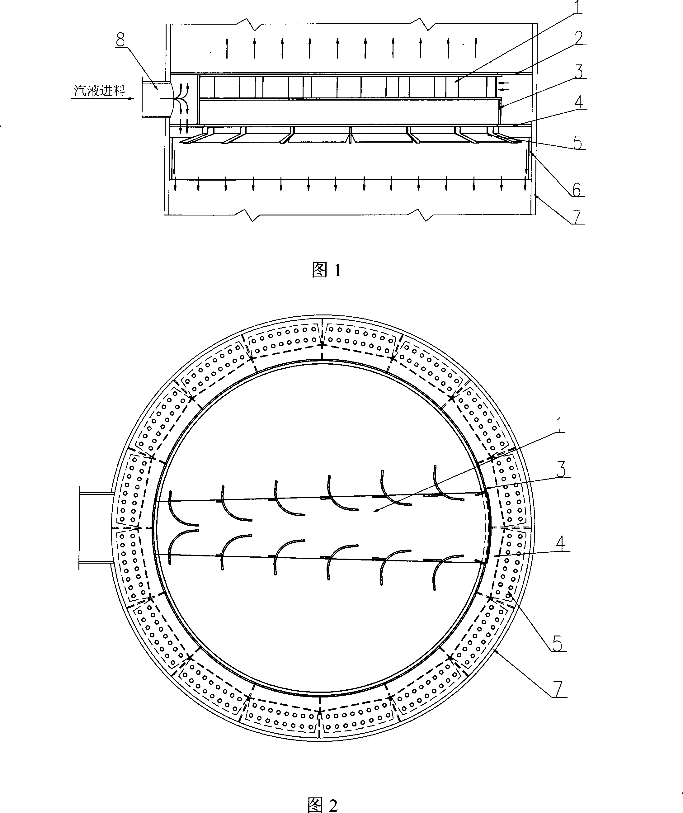 Liquid preliminary distribution device with gas distribution function