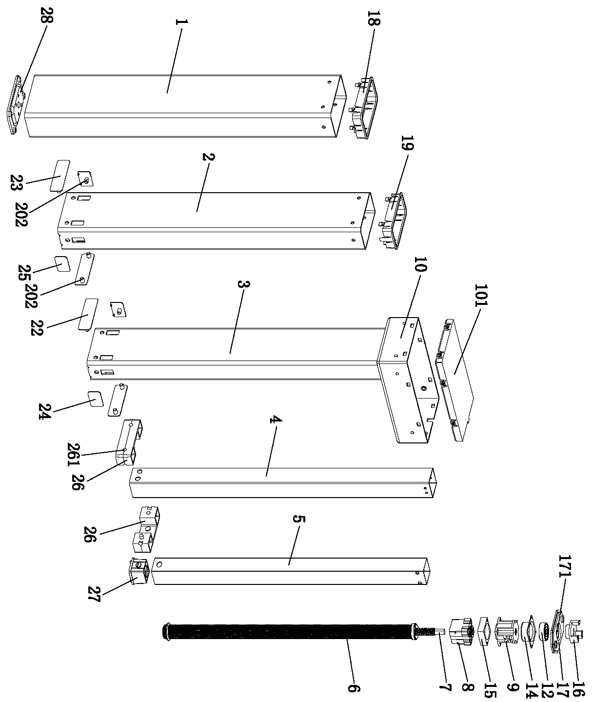 Liftable adjusting table column