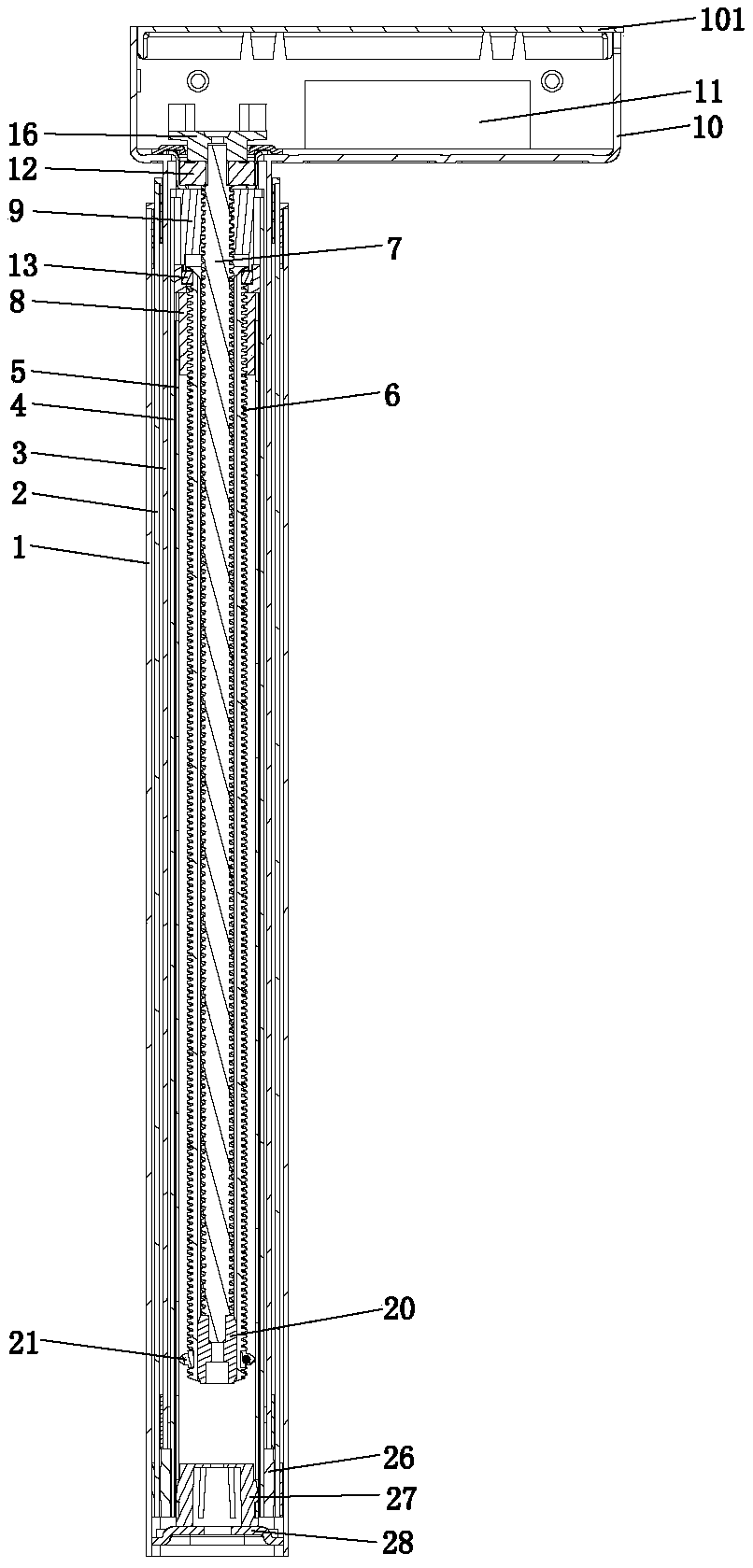 Liftable adjusting table column