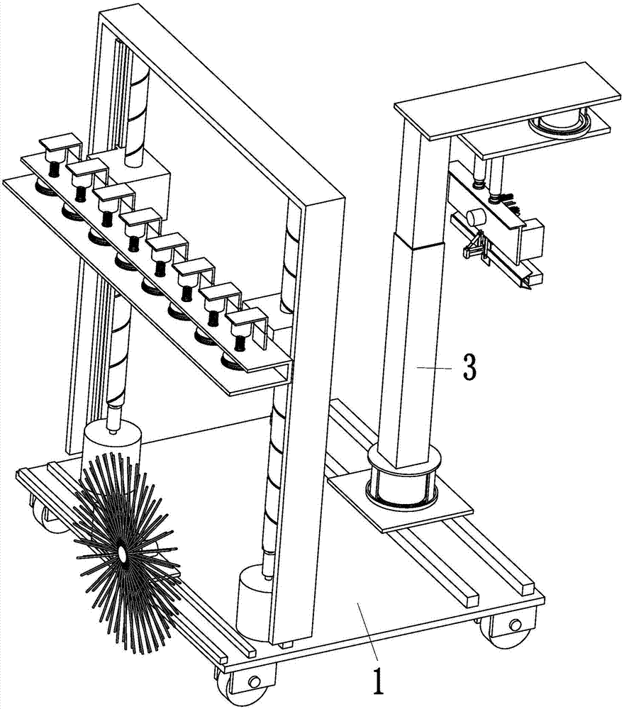 Automatic cleaning trolley for curved surface tempered glass of building balcony railing