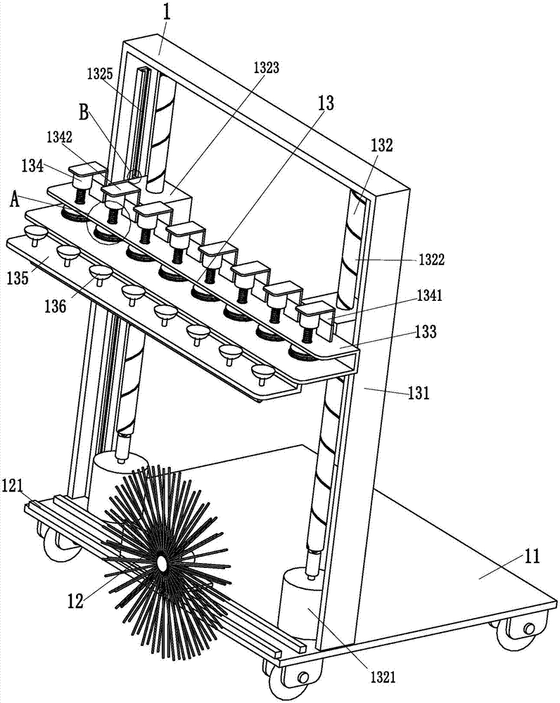 Automatic cleaning trolley for curved surface tempered glass of building balcony railing