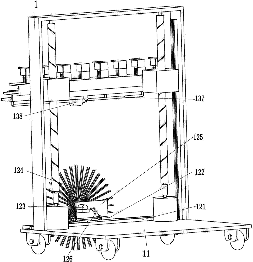 Automatic cleaning trolley for curved surface tempered glass of building balcony railing