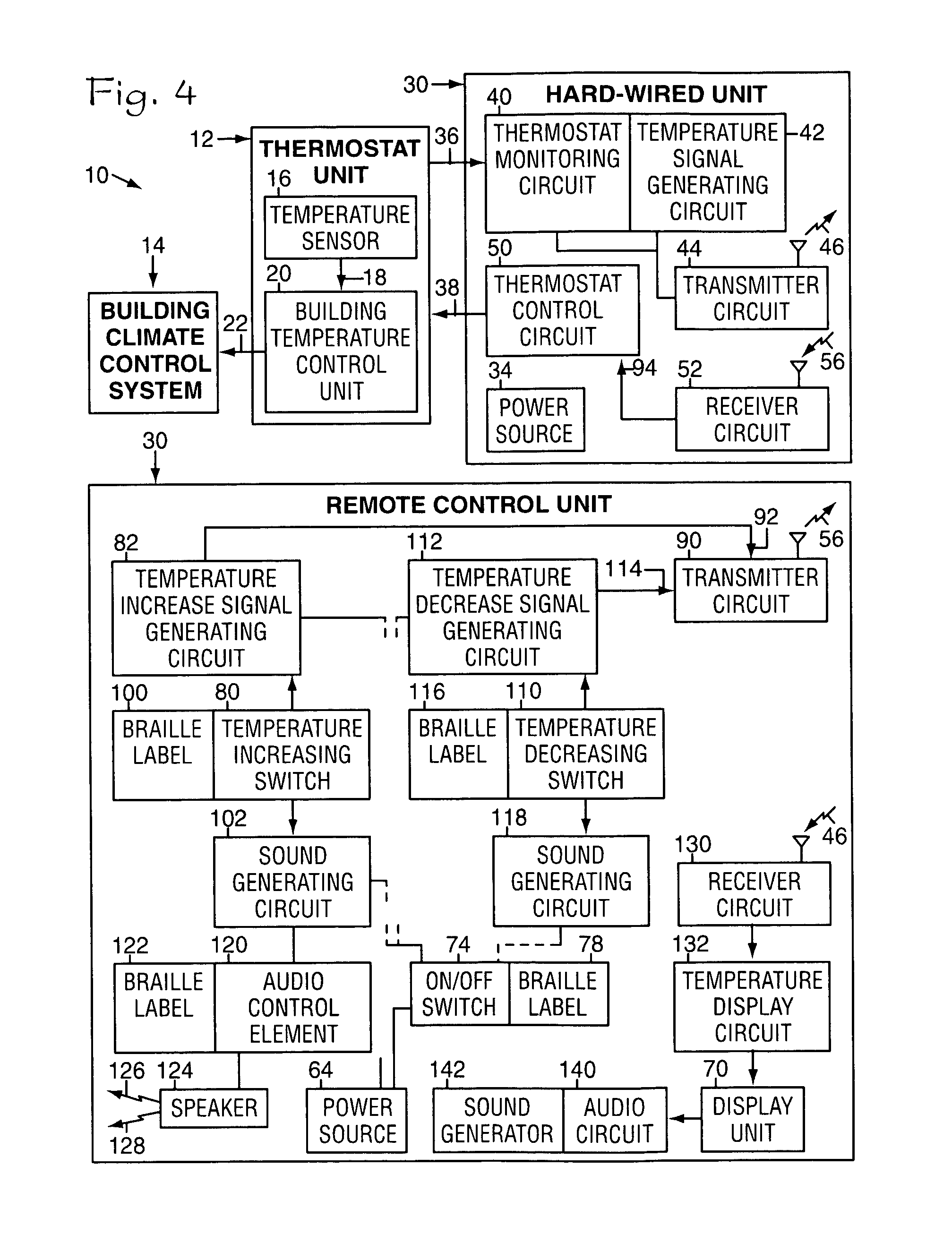 Remote controlled thermostat system for the sight-impaired