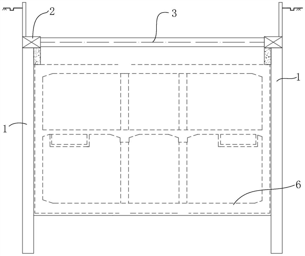 Subway station deep foundation pit support structure and construction method thereof