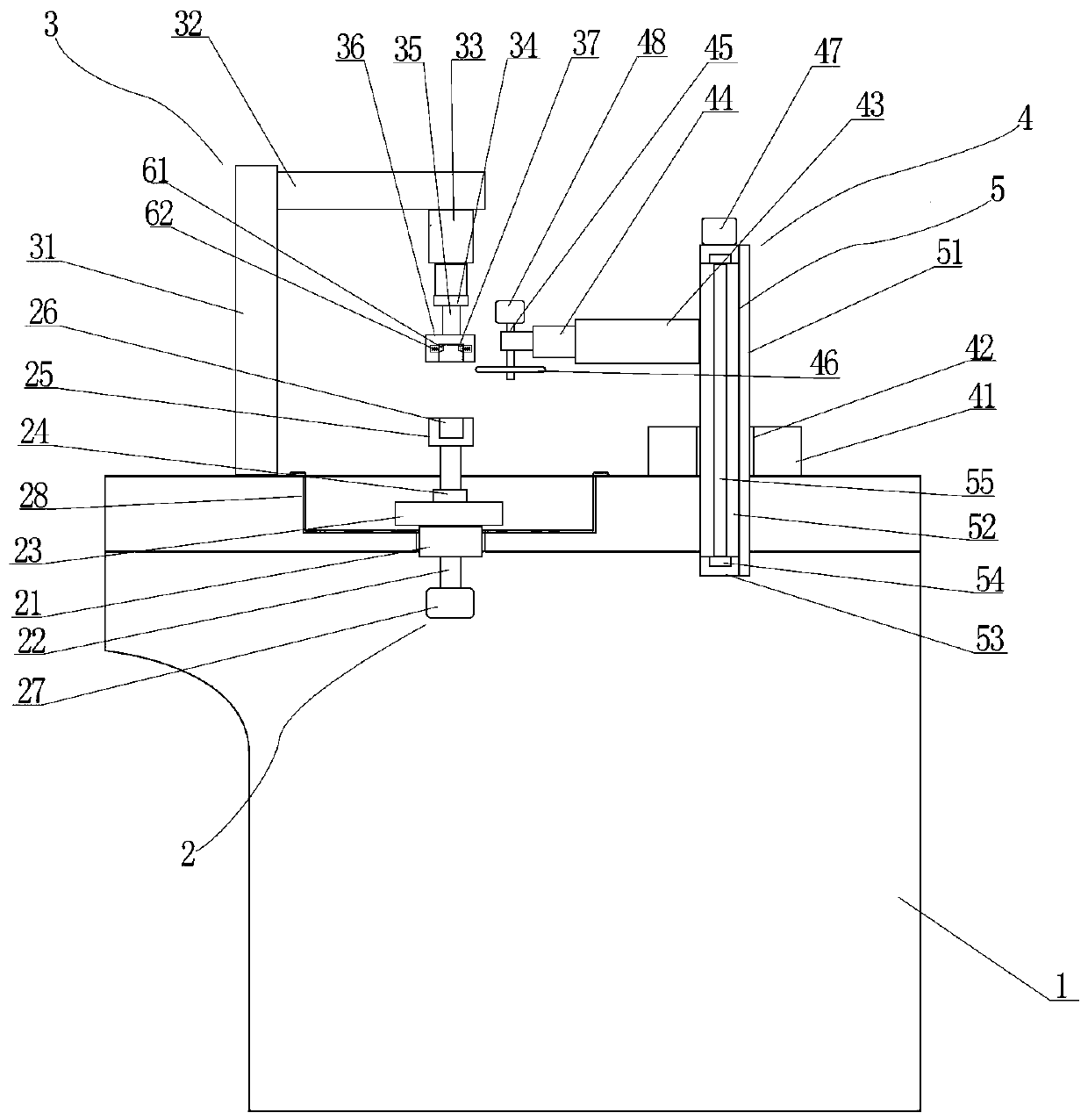 A fastening type glass column side slotting device