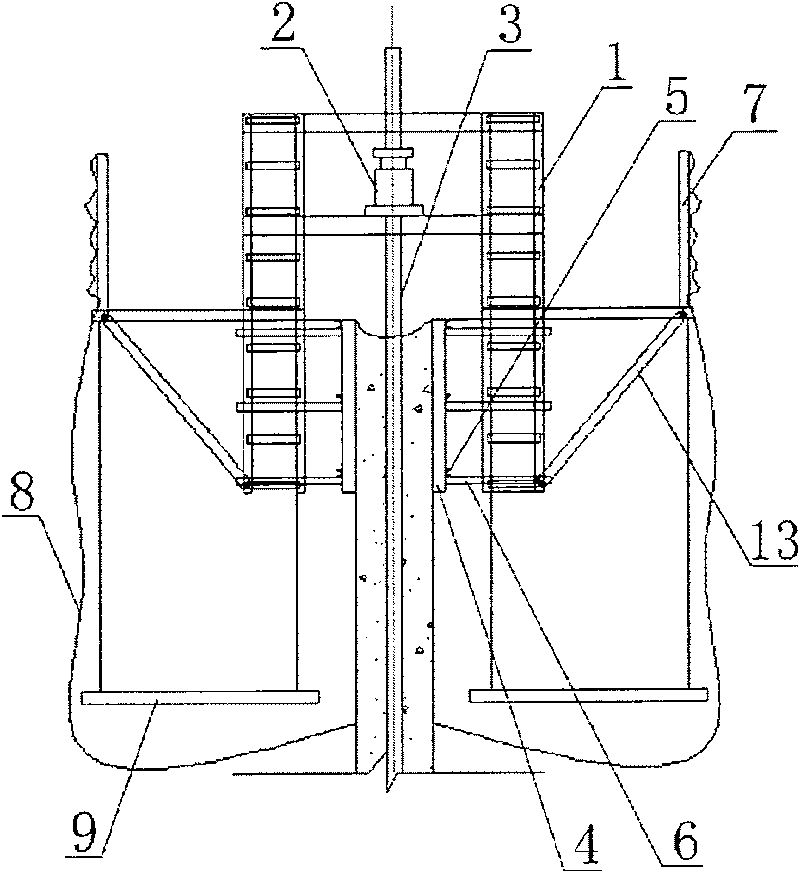 Cabin top steel beam hydraulic hoisting and positioning apparatus of cylinder cabin structure building and construction method thereof