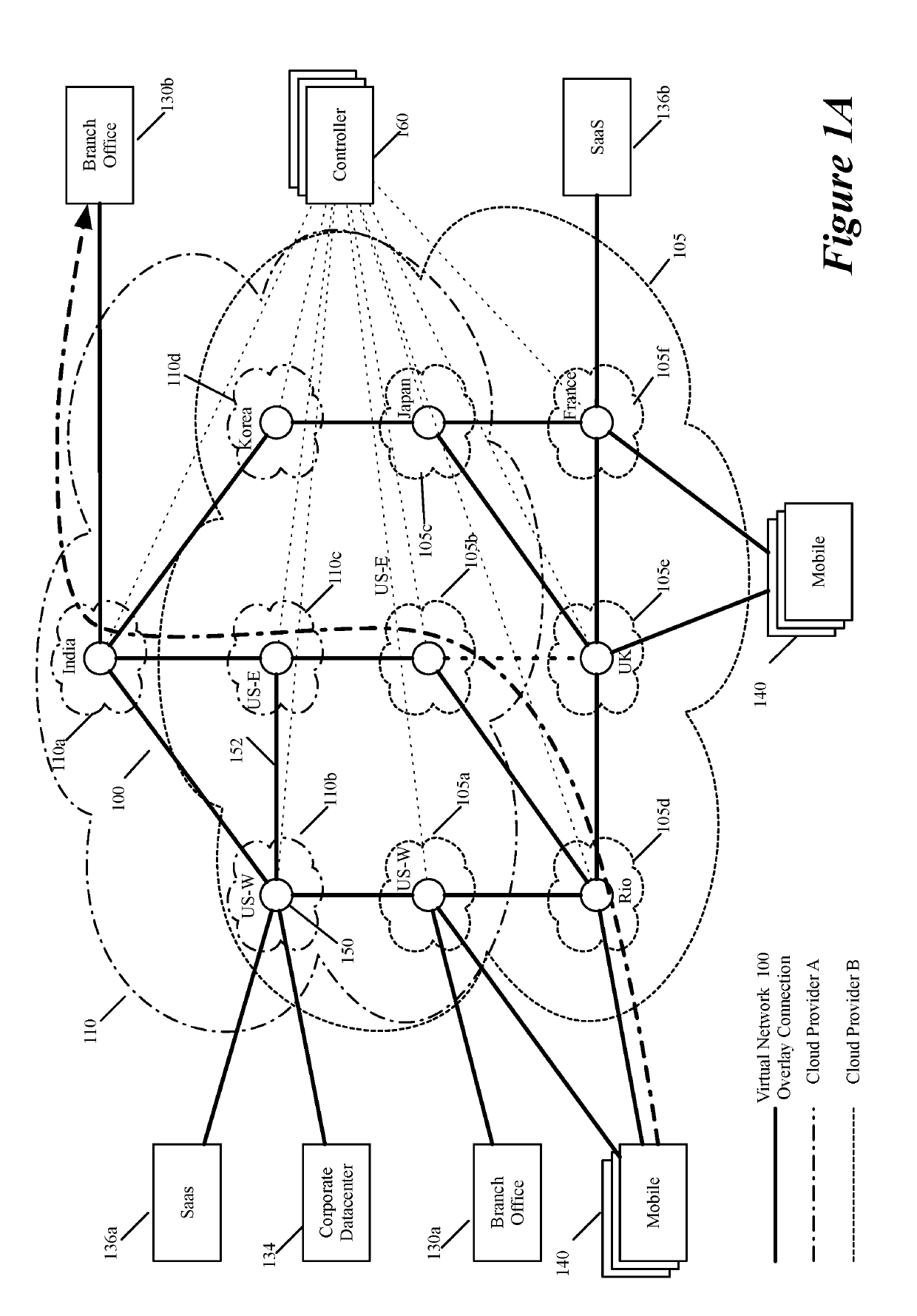 Routing data message flow through multiple public clouds