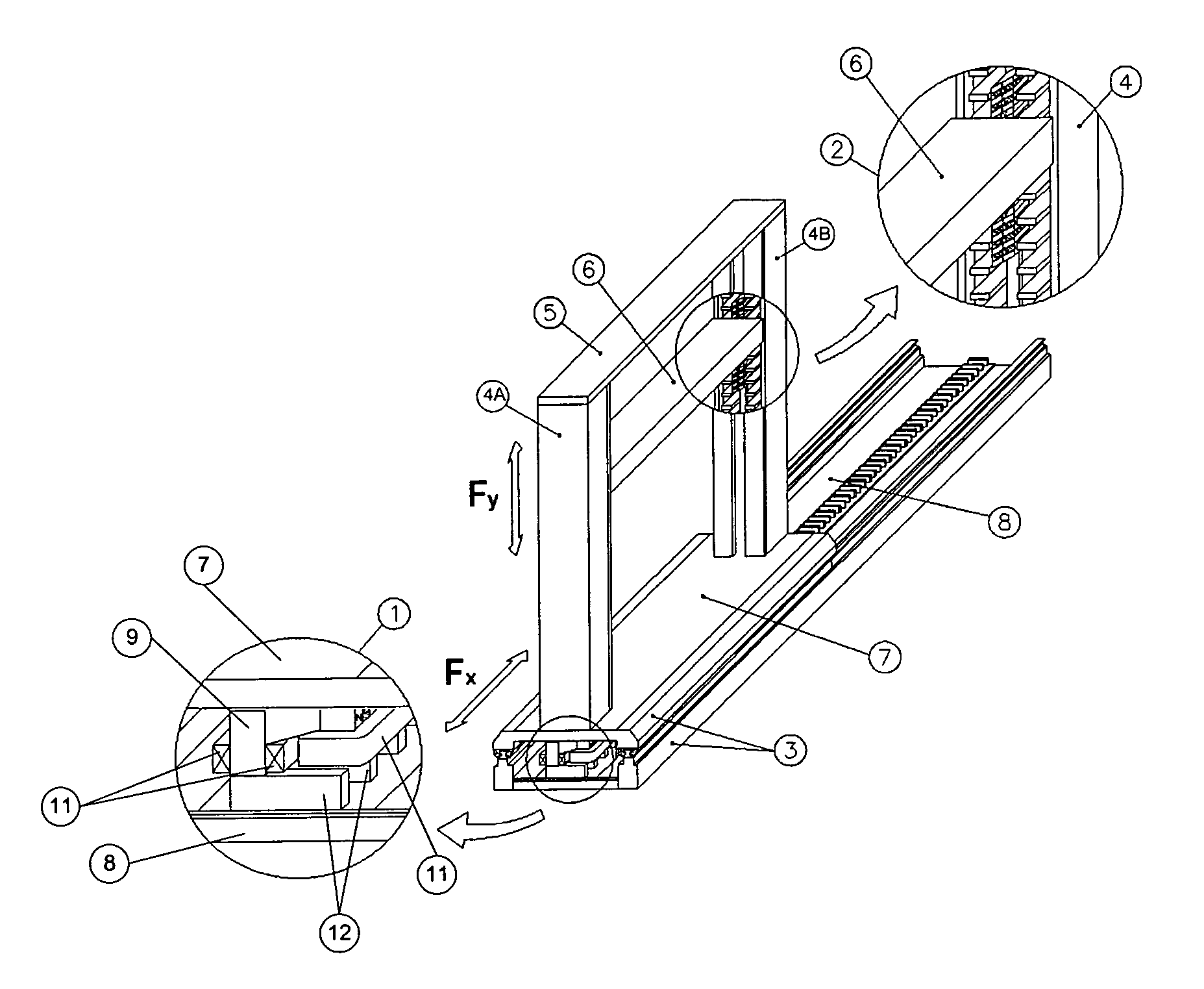 Horizontal and vertical transportation system using permanent magnet excited transverse flux linear motors