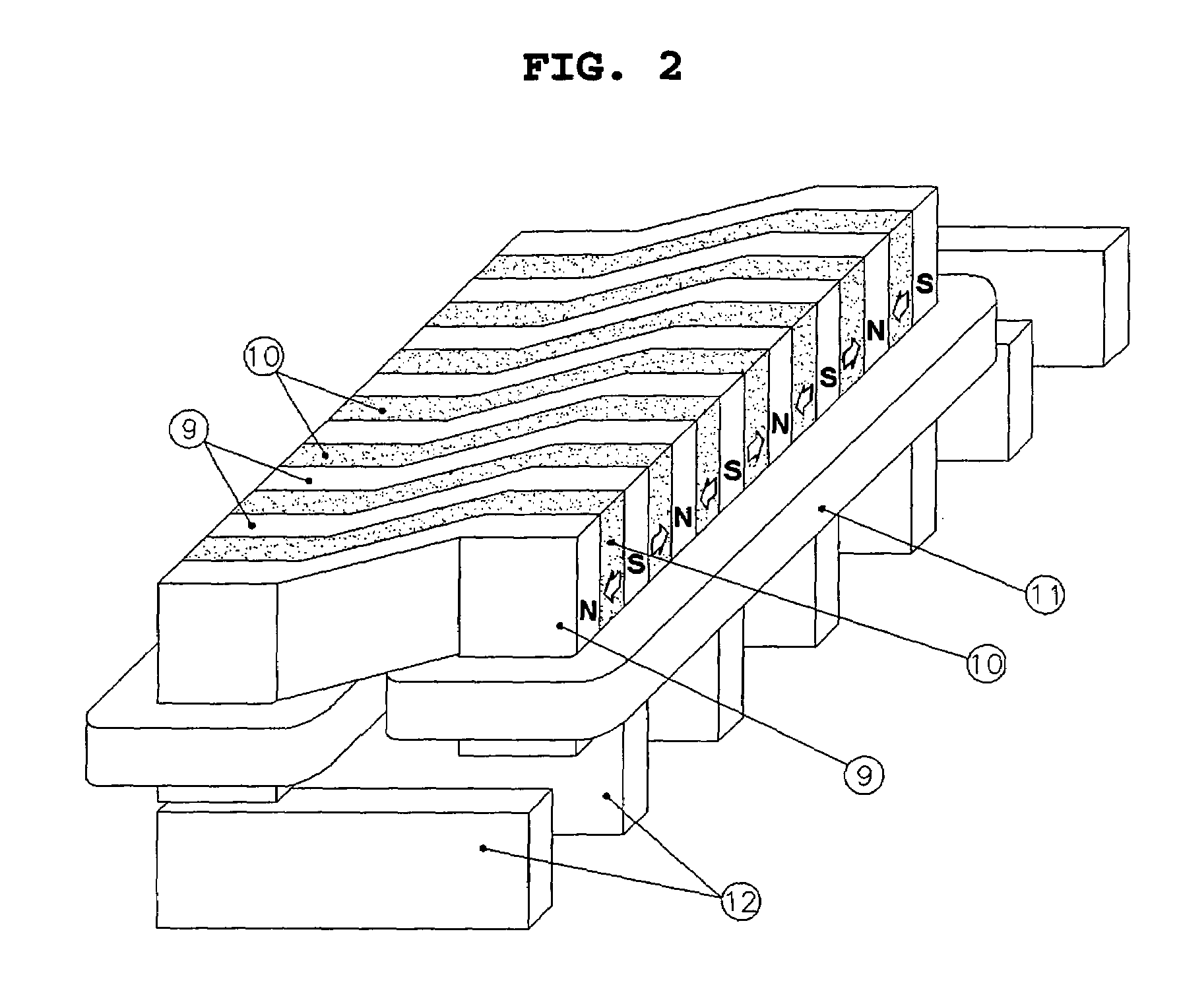 Horizontal and vertical transportation system using permanent magnet excited transverse flux linear motors