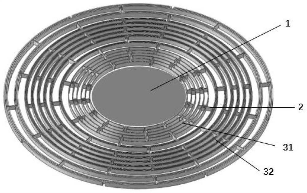 Nested ring microelectromechanical vibrating gyroscope with meandering flexible rings