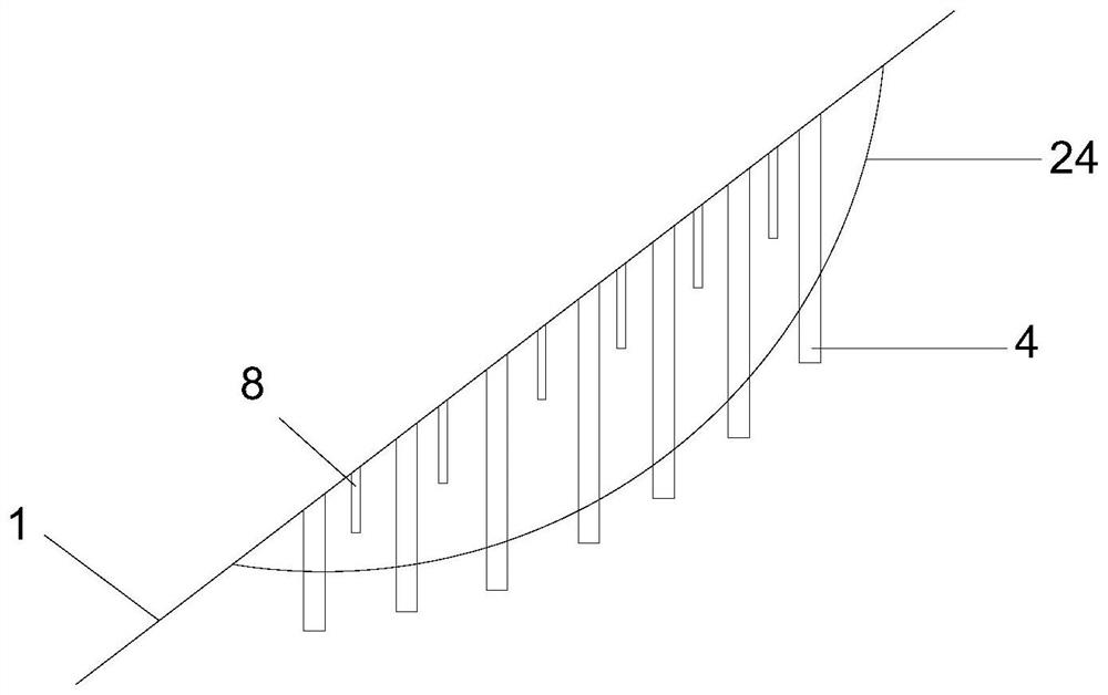 Umbrella-ladder-shaped landslide prevention and control structure and construction method thereof