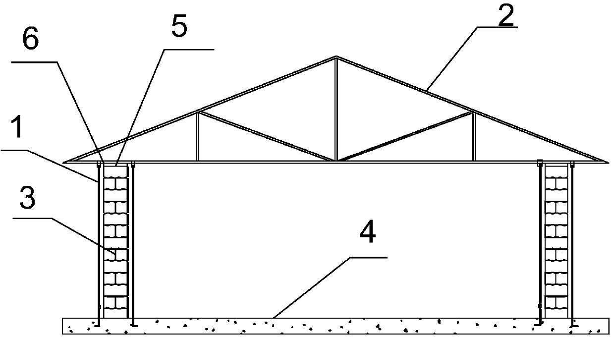 Self-bearing type grass brick house and construction process thereof