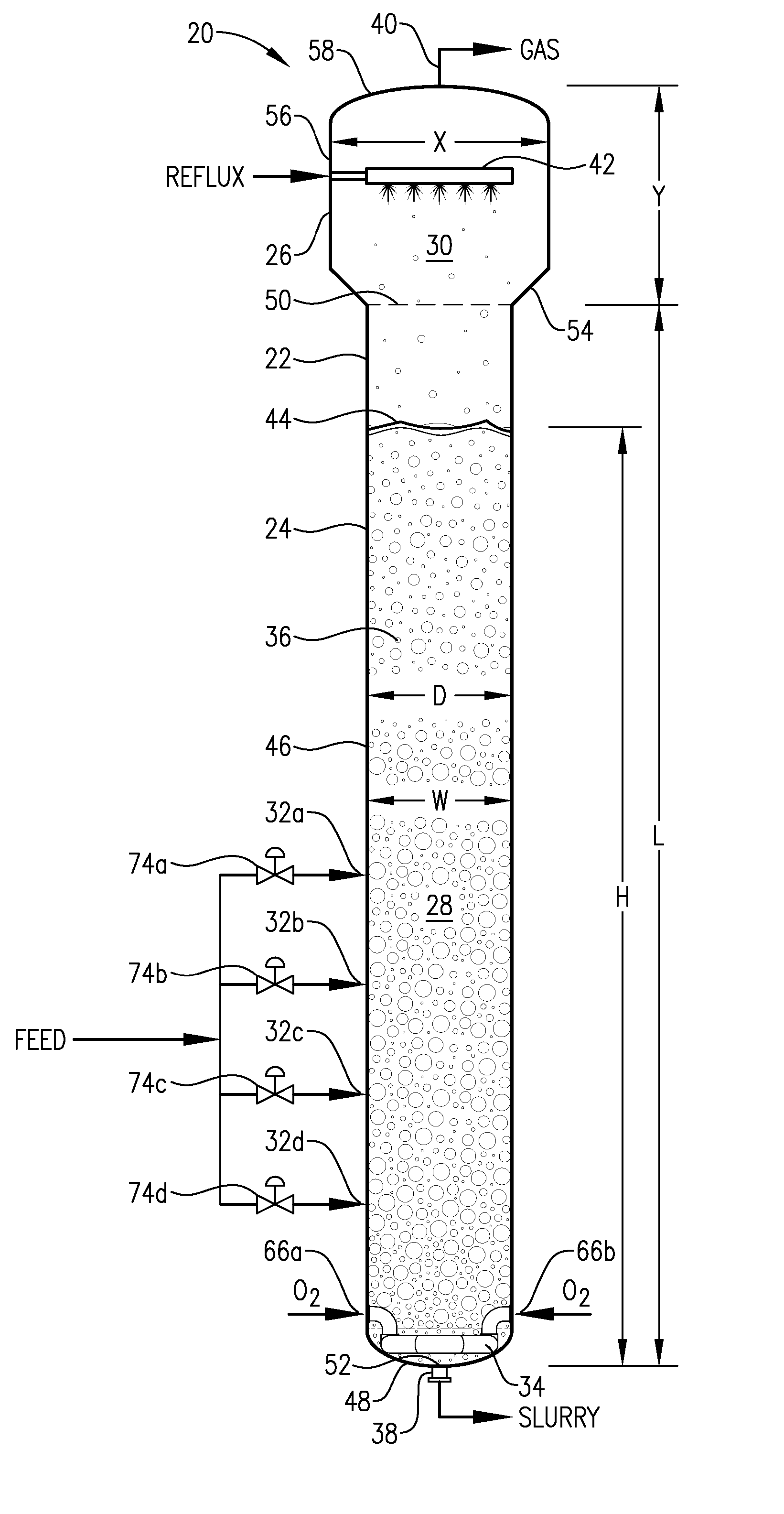 Oxidation System with Sidedraw Secondary Reactor