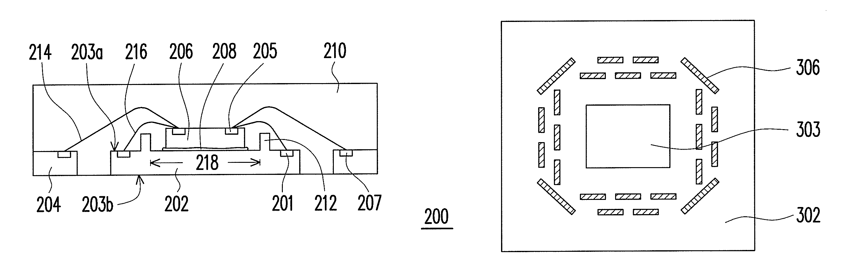 Chip package with a dam structure on a die pad