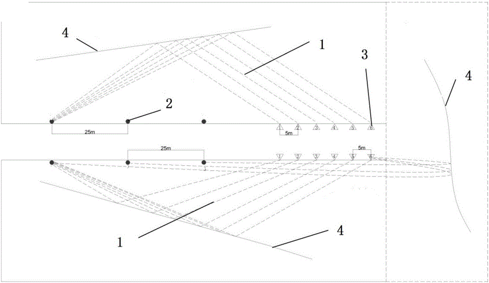 Method for detecting geological structures of coal mine excavation roadway in various directions by using excavation signals