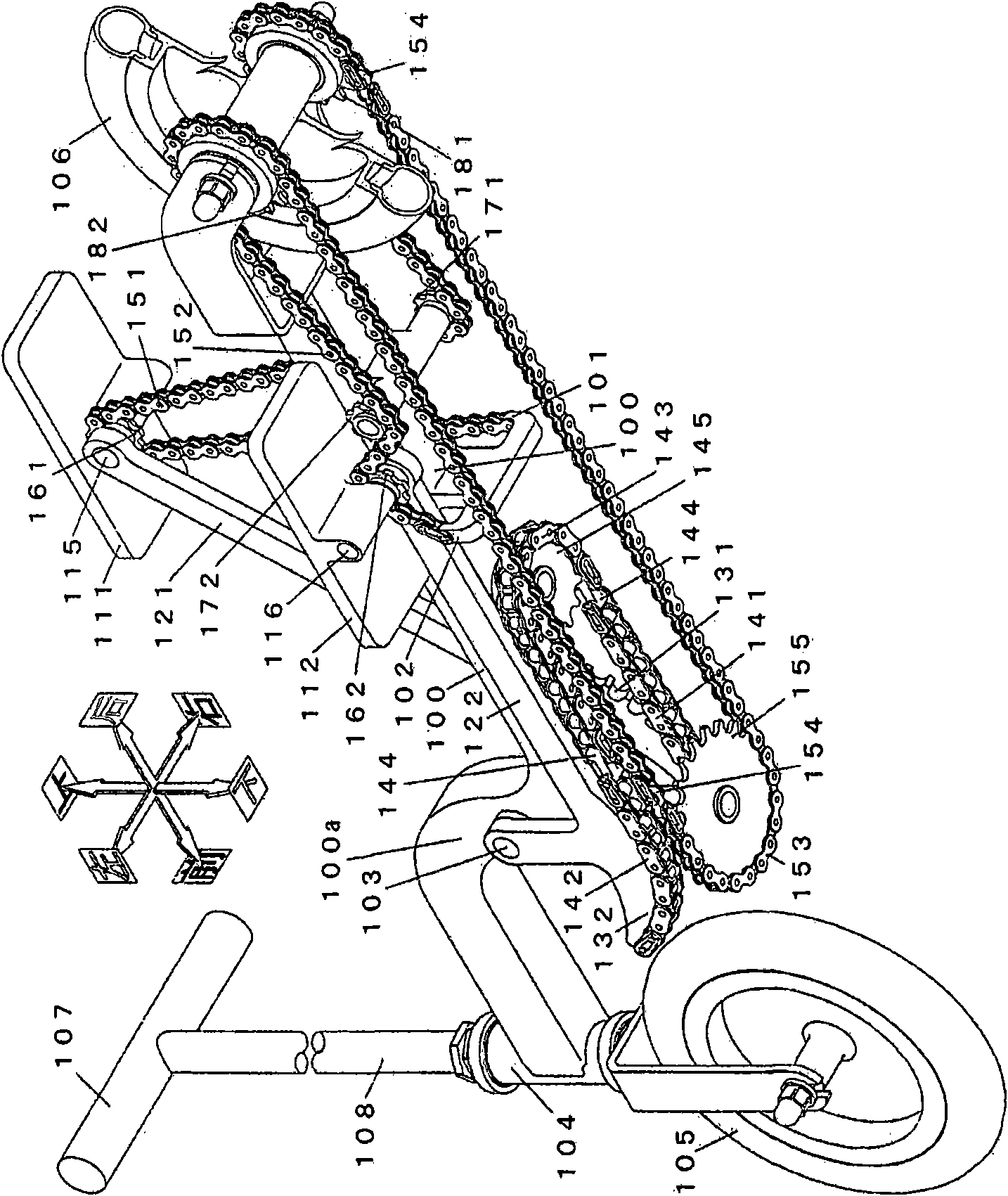 Structure of stand-riding bicycle