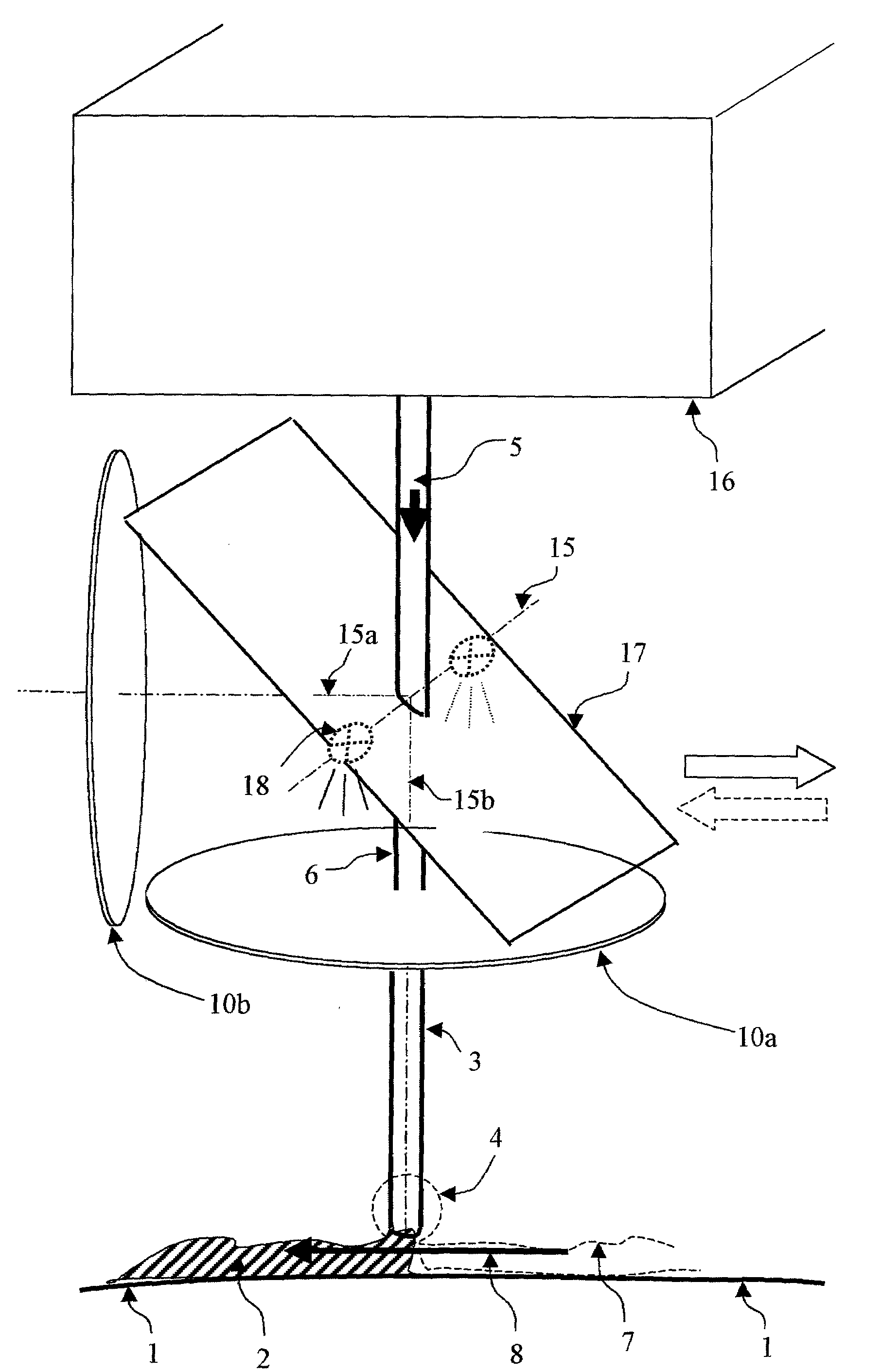 Optical guide and online control of a tool