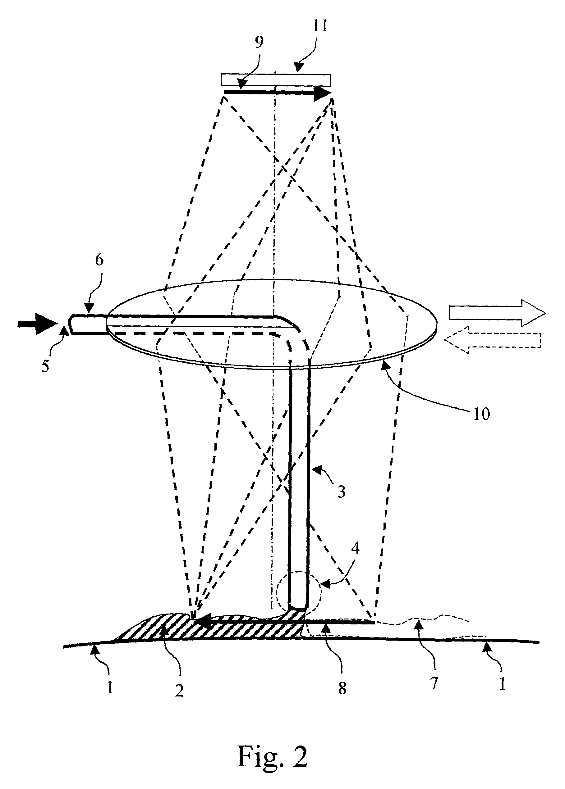 Optical guide and online control of a tool