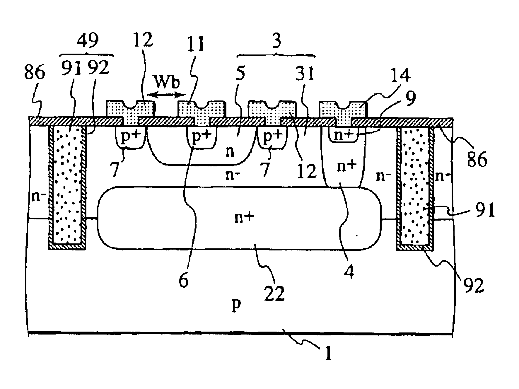 Lateral transistor having graded base region, semiconductor integrated circuit and fabrication method thereof