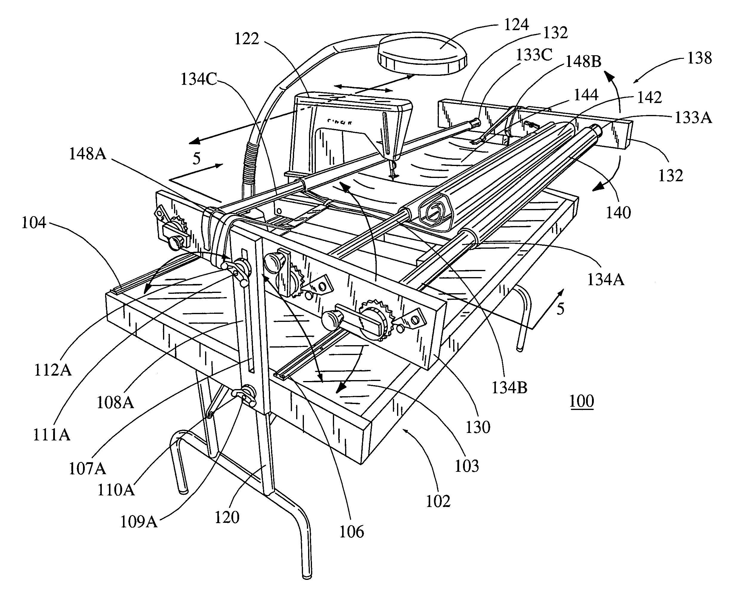 Adjustable quilting machine