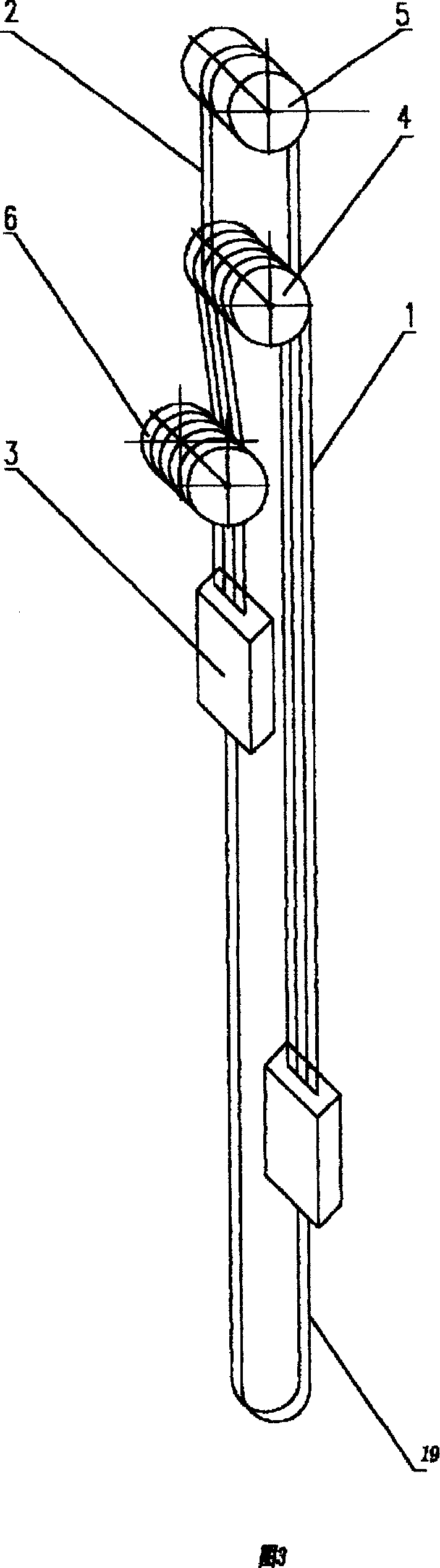 Lifter suspended by multiple cables and balanced by tail cable