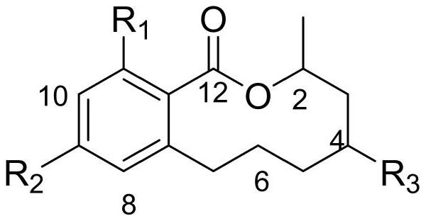 Application of a compound containing ten-membered ring lactones in herbicides