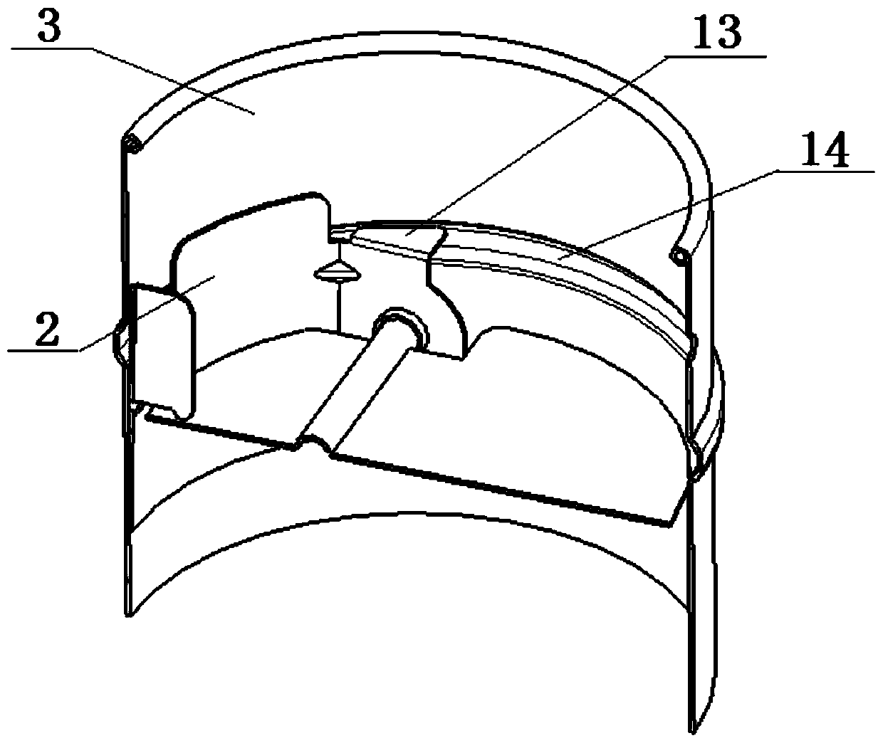 An anti-windback structure for the top cylinder of the smoke collecting hood of a gas water heater