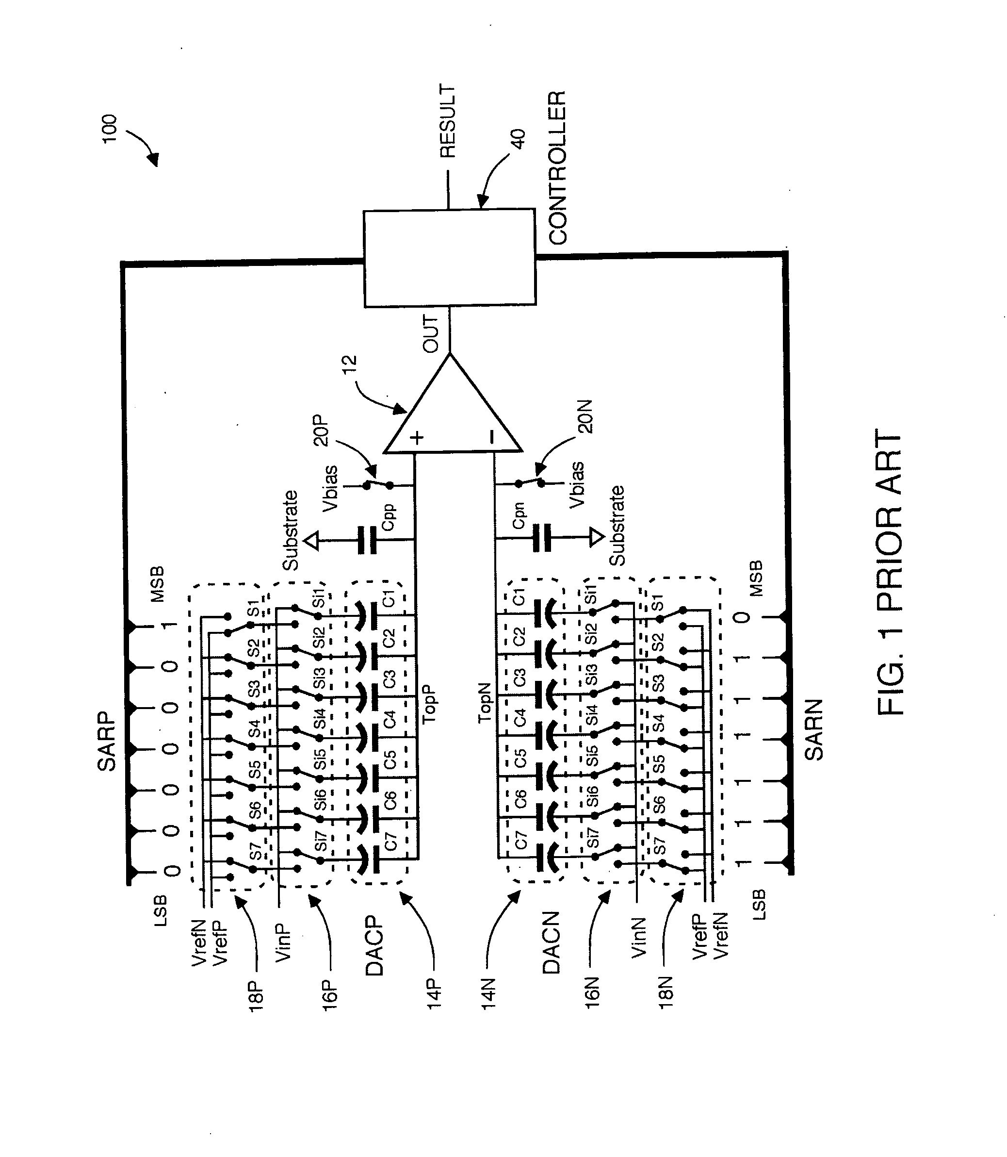 Differential input successive approximation analog to digital converter with common mode rejection